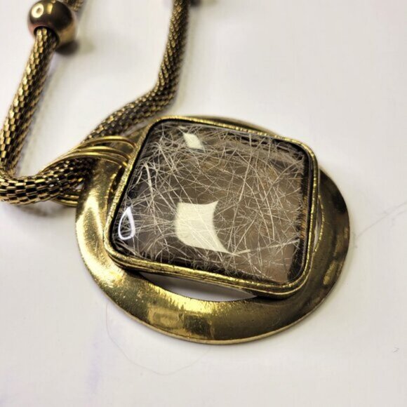 Vintage Chunky Choker Gold Tone Pendant Choker Bib Necklace - Picture 5 of 10